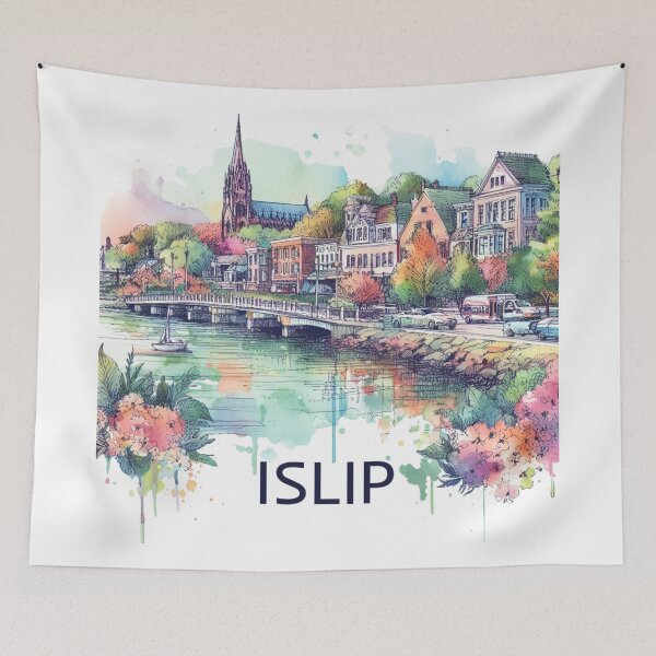 Item preview, Islip New York Watercolor Illustration designed and sold by PaintMeWorld.