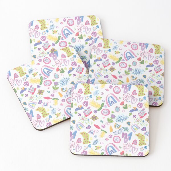 Item preview, Pastel Rainbows and Flowers in White designed and sold by FuriByDesign.