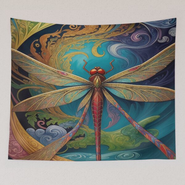Item preview, Dragonfly Art Nouveau Painting designed and sold by druidwolfart.
