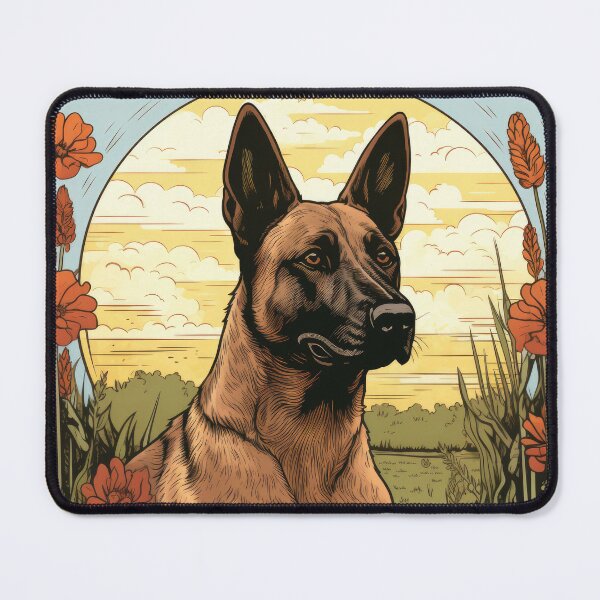 Item preview, Belgian Shepherd Malinois dog in retro vintage style designed and sold by WallyPink.
