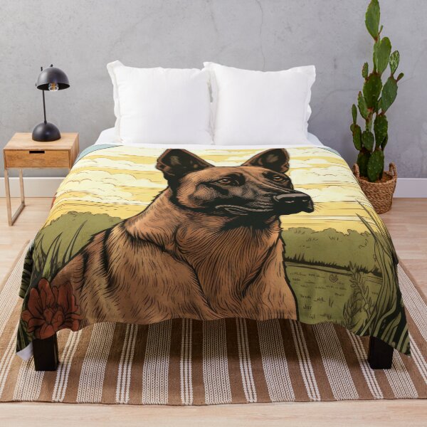 Item preview, Belgian Shepherd Malinois dog in retro vintage style designed and sold by WallyPink.