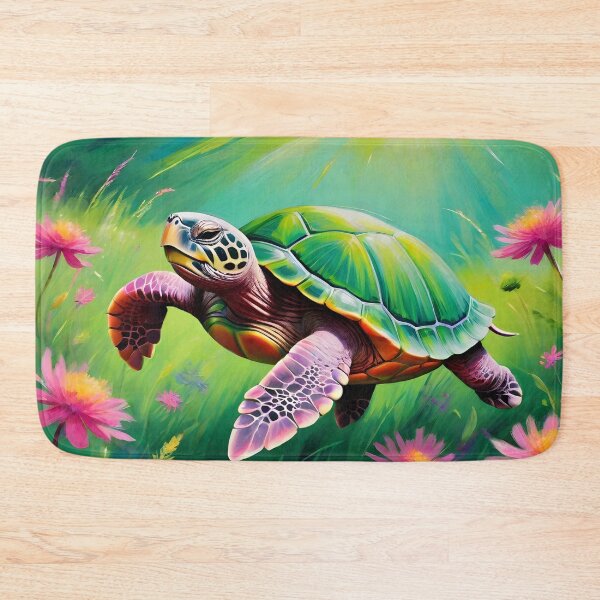 Item preview, Artistic turtle surrounded by green flowers designed and sold by pixelartestudio.