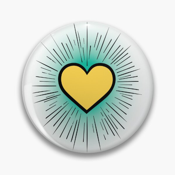 Item preview, Golden Yellow Heart Starburst Sticker with teal background designed and sold by KBCray.