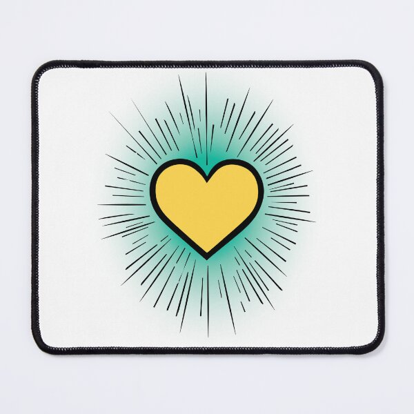 Item preview, Golden Yellow Heart Starburst Sticker with teal background designed and sold by KBCray.