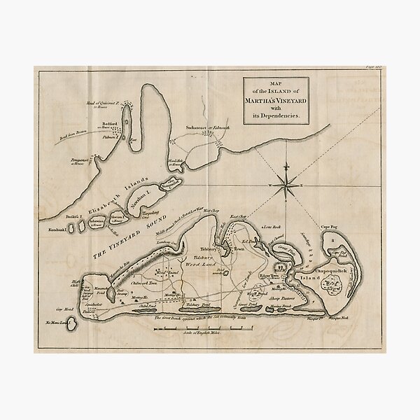 Item preview, Vintage Map of Martha's Vineyard (1782) designed and sold by BravuraMedia.