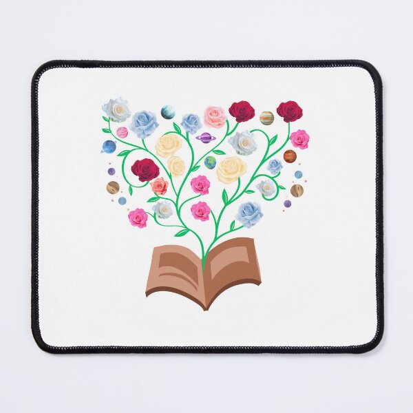 Item preview, Flowers Growing From Book | Many beautiful roses blooming with planets | Little Blue Flowers S designed and sold by CircinusStore.