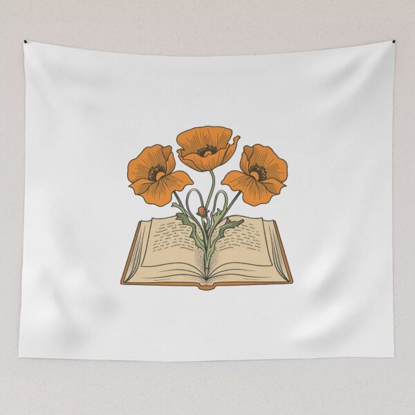 Item preview, Flowers Growing From Book | Orange California Poppies designed and sold by CircinusStore.