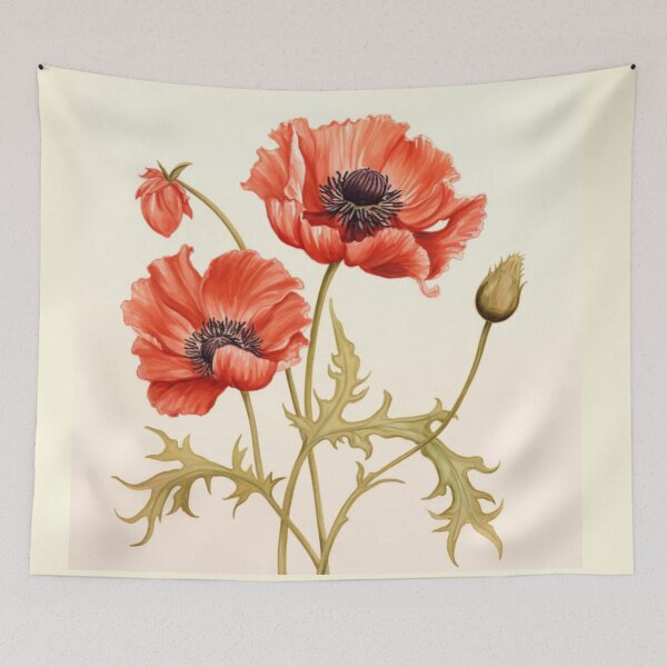 Aperçu de l'œuvre Fleurs de coquelicots orientaux inspirées des peintures florales de ma mère créée et vendue par CDC40.