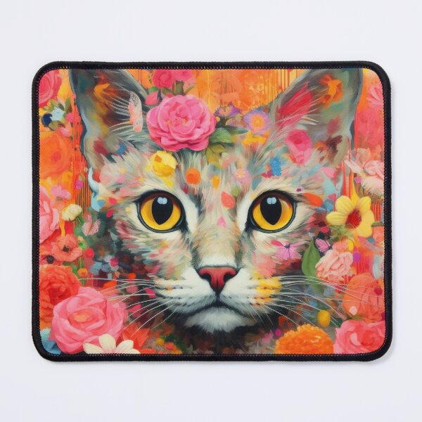 Item preview, Flower cat Abyssinian cat with yellow eyes designed and sold by WallyPink.