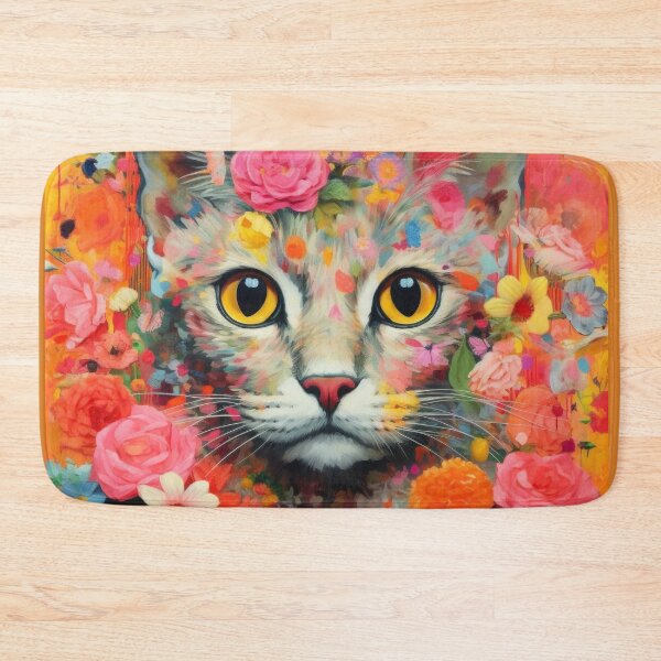 Item preview, Flower cat Abyssinian cat with yellow eyes designed and sold by WallyPink.