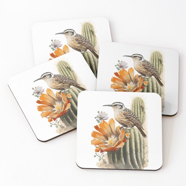 Item preview, Desert Harmony: A Cactus Wren Perched on a Blossoming Saguaro designed and sold by waterhutch.