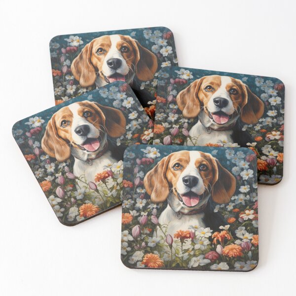 Artikelvorschau, niedlicher Beagle Hund in Blumen entworfen und verkauft von WallyPink.