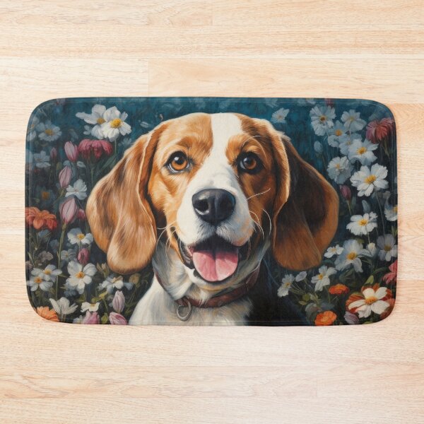 Item preview, cute beagle dog in flowers designed and sold by WallyPink.