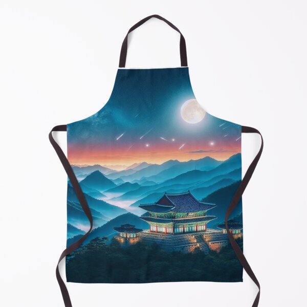 Item preview, Korean mountains and temples at sunset. designed and sold by growing-mom.