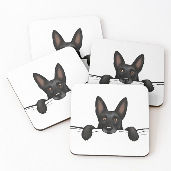 Item preview, Black German Shepherd Peeking Dog designed and sold by Jenn Inashvili.