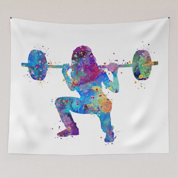 Item preview, Girl Squat Fitness Watercolor Artwork designed and sold by LotusGifts.