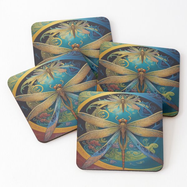 Item preview, Dragonfly Art Nouveau Painting designed and sold by druidwolfart.
