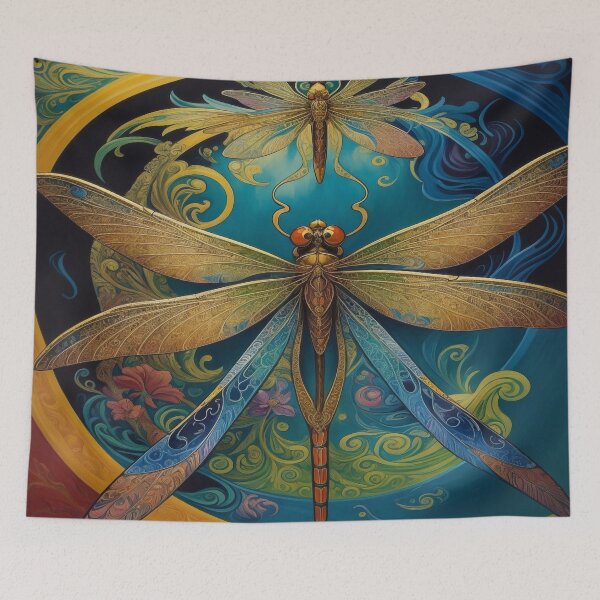 Item preview, Dragonfly Art Nouveau Painting designed and sold by druidwolfart.