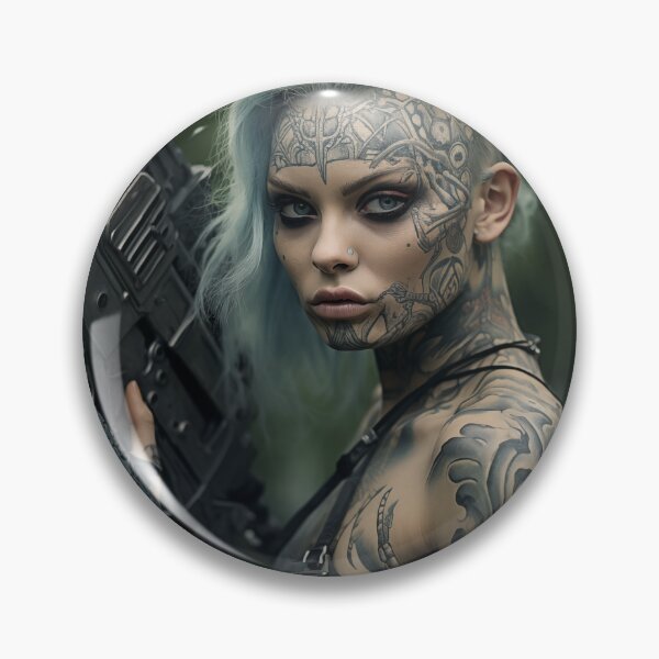 Item preview, Fierce-looking woman with ice-blue hair designed and sold by freddyaiart.