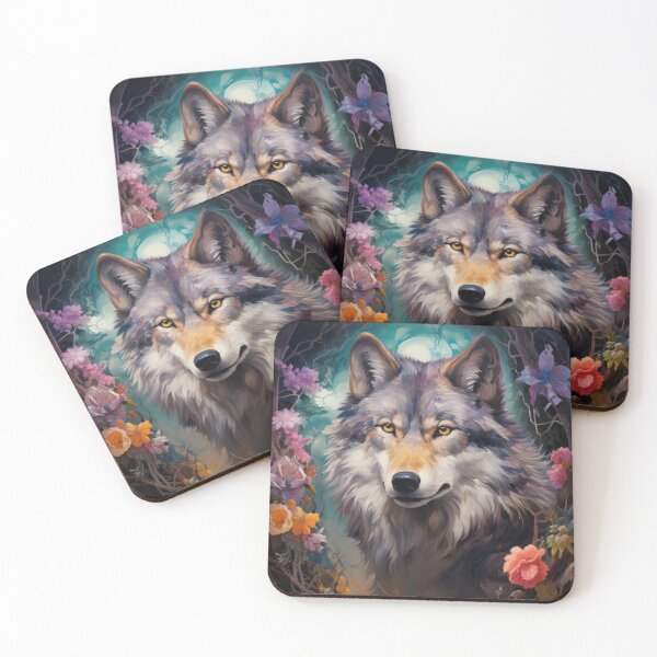 Item preview, Gray wolf in flowers designed and sold by WallyPink.