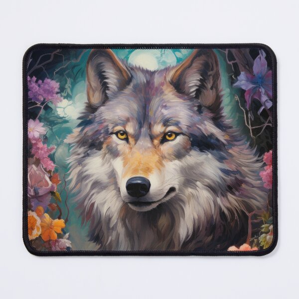 Item preview, Gray wolf in flowers designed and sold by WallyPink.