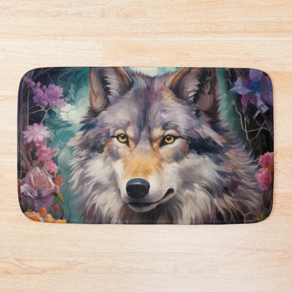 Item preview, Gray wolf in flowers designed and sold by WallyPink.