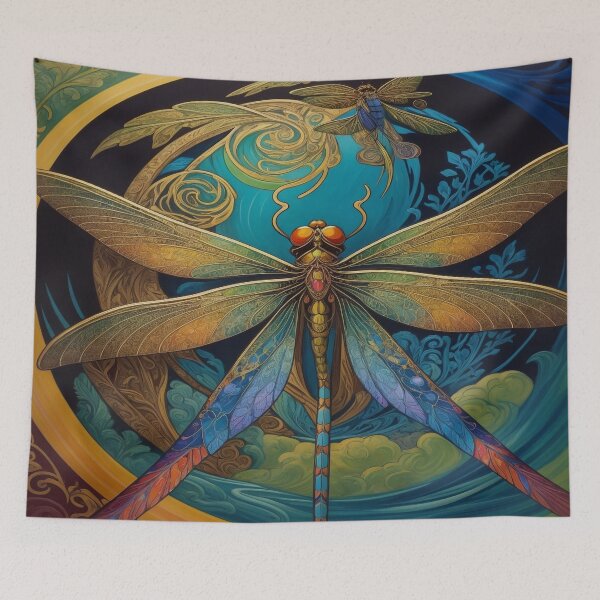 Item preview, Dragonfly Art Nouveau Painting designed and sold by druidwolfart.