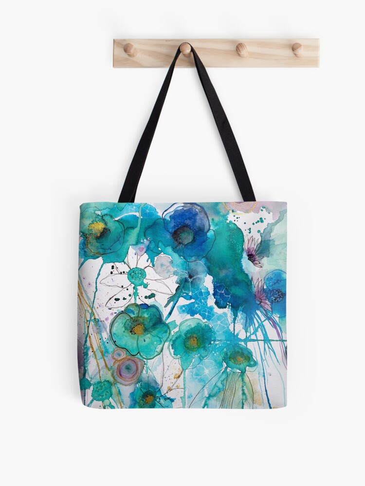 Thumbnail 1 of 2, Tote Bag, Abstract watercolour in blue designed and sold by BirgitteB.