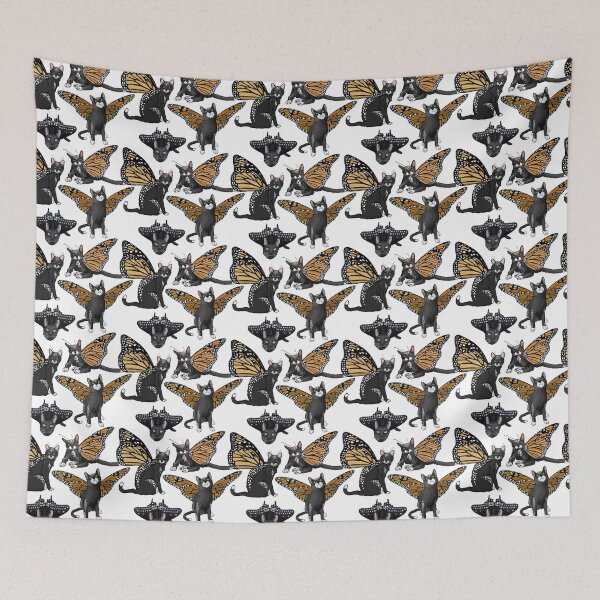 Item preview, Monarch and Eastern Black Swallowtail Butterfly Cat designed and sold by Carleah Unique.