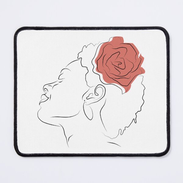 Item preview, Sensual Girl With Red Rose Flower LIne Art designed and sold by ElenaArtDesign.