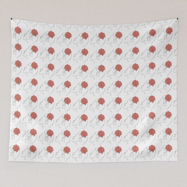 Item preview, Sensual Girl With Red Rose Flower LIne Art designed and sold by ElenaArtDesign.