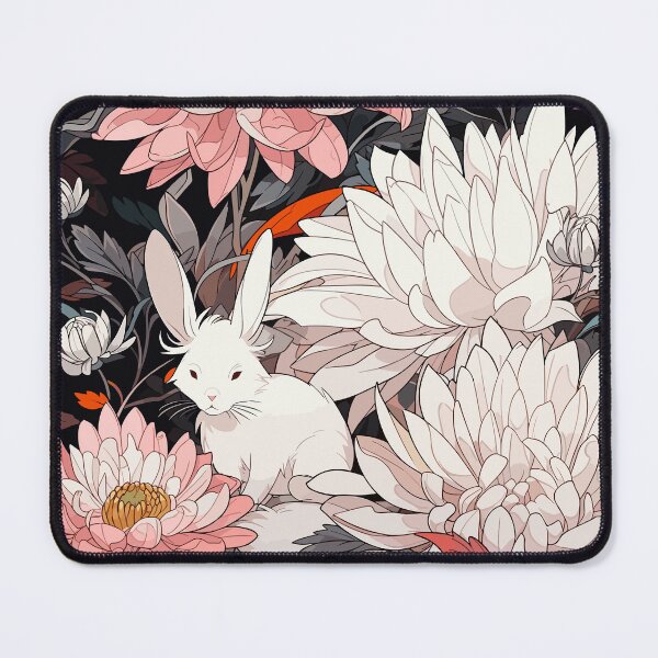 Item preview, White rabbit among flowers designed and sold by etherElric.