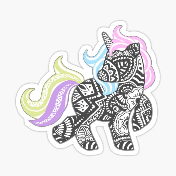 Download Unicorn Zentangle Mandala Stickers Redbubble