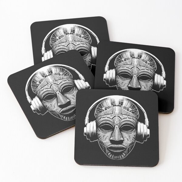 Item preview, African Tribal Mask Wearing Headphones - Listening to Music designed and sold by Urban-Alien.