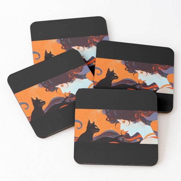 Item preview, Woman and black cat (orange) designed and sold by etherElric.