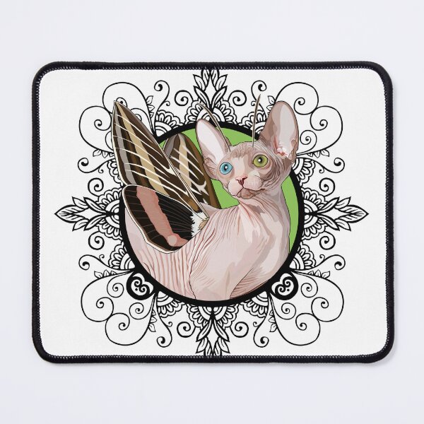 Item preview, Sphynx Moth Flitter Kitty in Ornate Frame designed and sold by Carleah Unique.