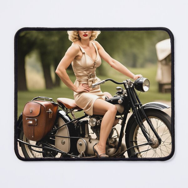 Item preview, Blonde on a vintage motocycle designed and sold by Kenosuke78.