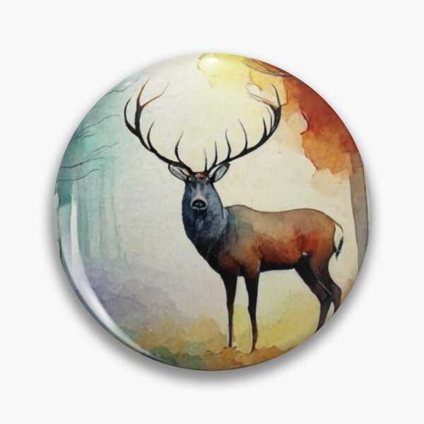 Item preview, Colorful Autumnal Stag in a Mysterious Watercolor Painting designed and sold by Px  Print.