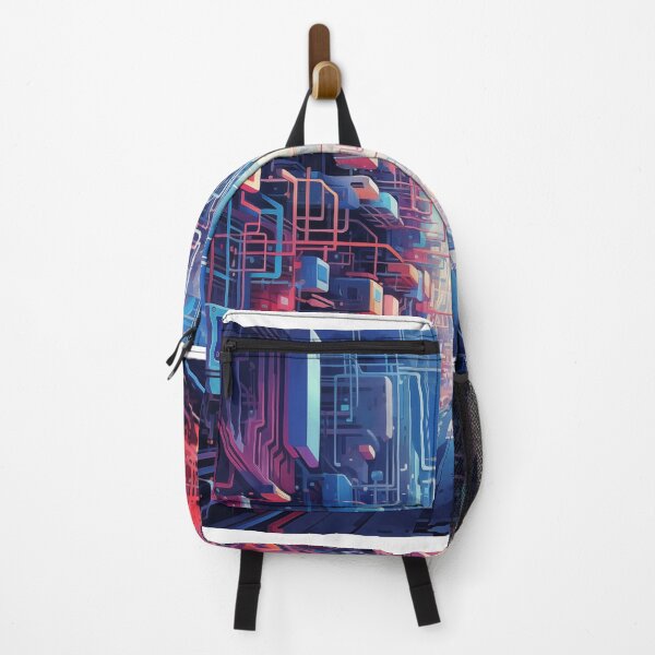 Item preview, futuristic cityscape with dense, colorful architecture designed and sold by freddyaiart.