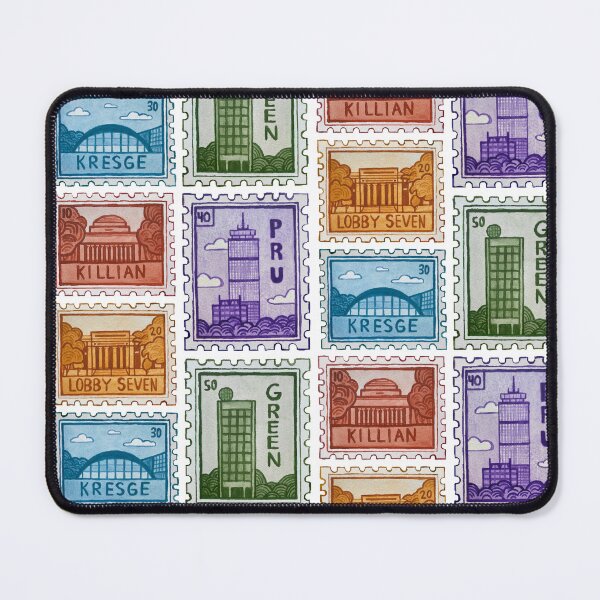 Item preview, Faux Vintage Watercolor Stamps Depicting MIT and Boston designed and sold by WrenInFlight.