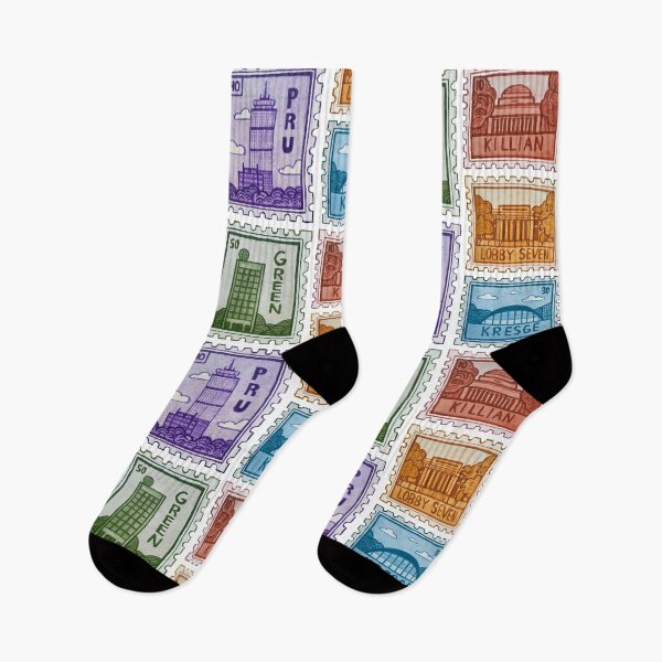 Item preview, Faux Vintage Watercolor Stamps Depicting MIT and Boston designed and sold by WrenInFlight.