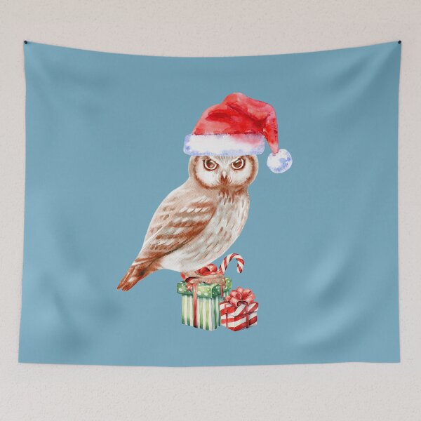 Item preview, Festive Christmas Present Santa Hat Bird Owl designed and sold by IntoClearWater.