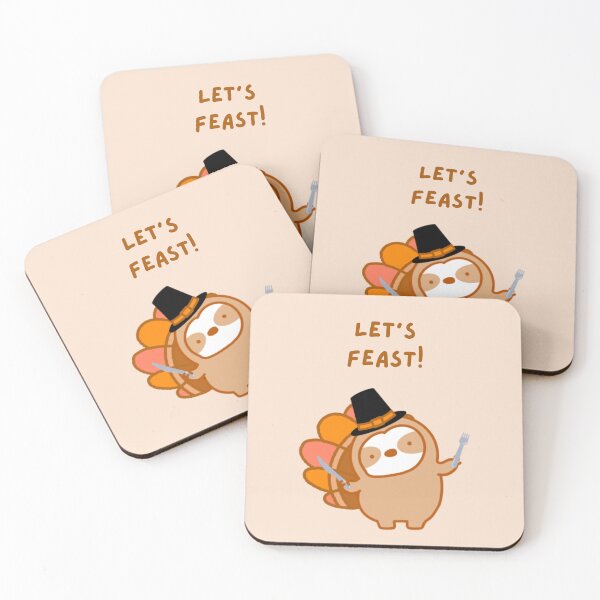 Item preview, Let’s Feast Thanksgiving Sloth designed and sold by theslothinme.