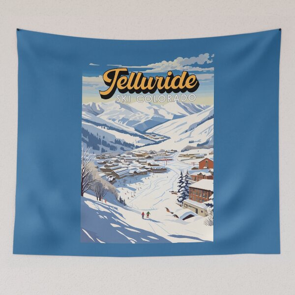 Item preview, Telluride Colorado Winter Travel Art Vintage designed and sold by KrisSidDesigns.