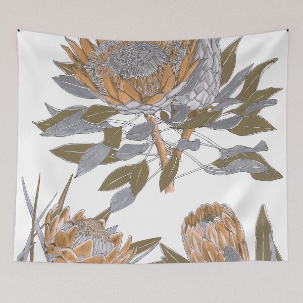Aperçu de l'œuvre Protea fleurs or argent créée et vendue par blueidesign.