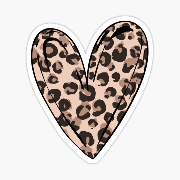 Leopard Print Heart Heart Sticker - Leopard Print Heart Heart