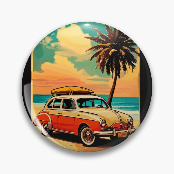 Item preview, retro car on the beach. designed and sold by OmikronStore.