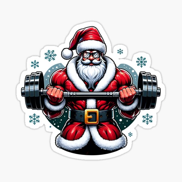 Item preview, Buff Santa - Muscular Santa Claus Fitness Holiday Sticker designed and sold by AIARTIST1.