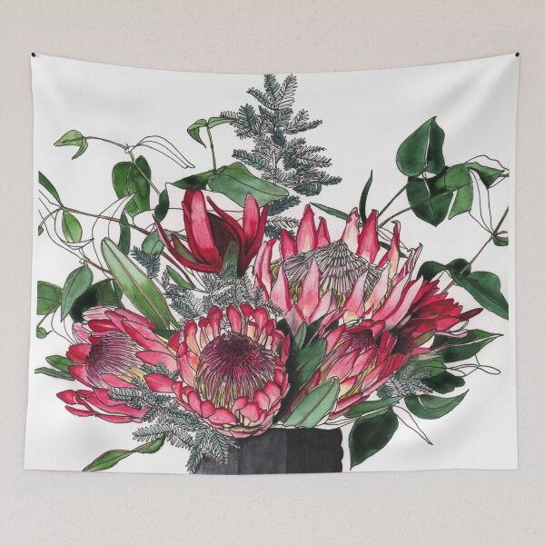 Item preview, Protea flowers eucalyptus vase designed and sold by blueidesign.