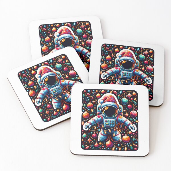 Item preview, Galactic Holiday Cheer - Astronaut with Christmas Ornaments in Space Design designed and sold by AIARTIST1.